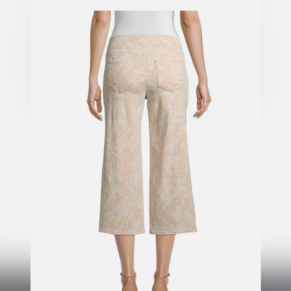 NYDJ Pull-On Wide-Leg Capri Jeans- Darcy Paisley